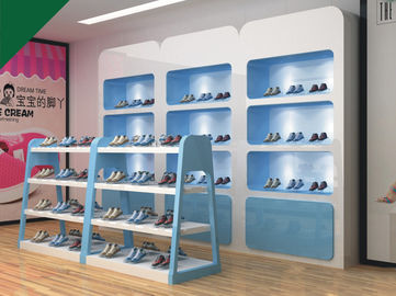 Güzel Mavi Renkli Çocuk Ayakkabı Vitrini Rafları Ayakkabı Fikstürler Perakende Satış Mağazaları için
