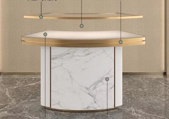 Luxurious Curved Marble Jewelry Cabinet With Electronic Locks For Jewellery Exhibition